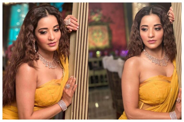 monalisa posted picture in yellow saree fans go gaga