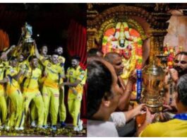 Csk management bring IPL Trophy to Tirupati Balaji