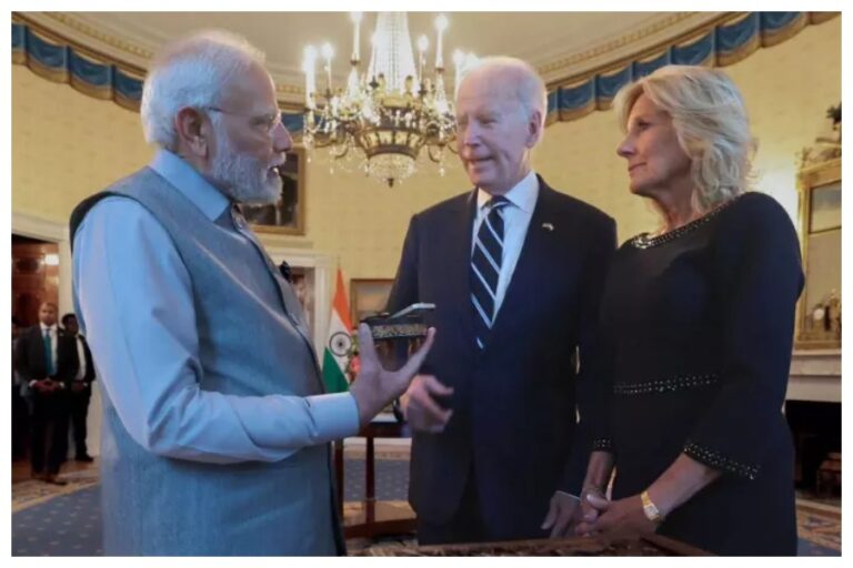 PM Modi US Visit: स्टेट डिनर की टेबल पर हरी-संतरी थीम रख बाइडेन मोदी ने साथ खाया खाना