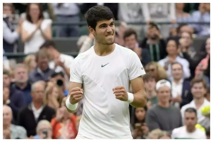 Carlos Alcaraz in wimbledon 2023 pre quarter final Carlos Alcaraz in wimbledon 2023 pre quarter final