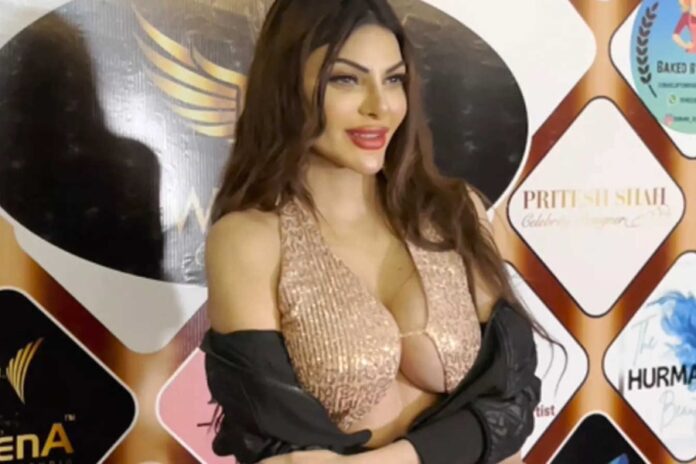 Sherlyn Chopra in Plunging Neckline