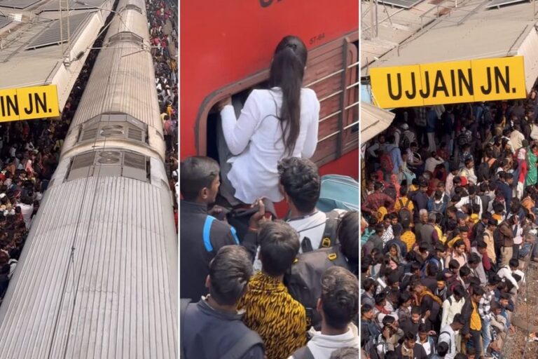 VIDEO: उज्जैन रेलवे स्टेशन पर भारी भीड़ से हाहाकार, ट्रेन में खिड़कियों से घुस रहे लोग, वीडियो वायरल