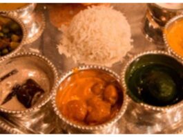 food in silver utensils