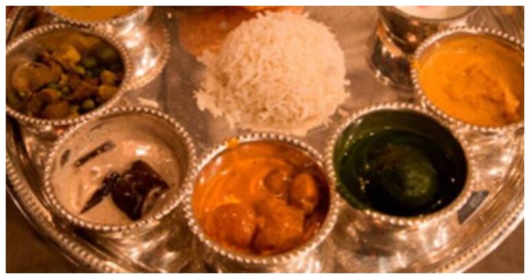 food in silver utensils