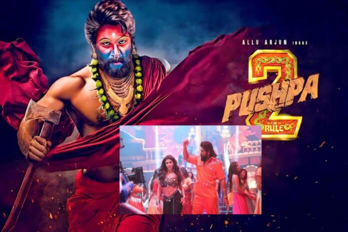 श्रीलीला और अल्लू अर्जुन 'पुष्पा 2 के सेट पर आइटम सॉन्ग की शूटिंग करते हुए।